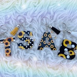 Sunflower Letter / Monogram Keychain
