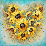 Made to Order | Bursting Sunflower | Heart artwork Love Heart painting textured with thick paint palette knives and splatter Artist