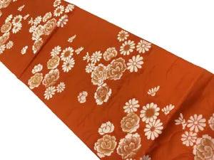 6487514: JAPANESE KIMONO / VINTAGE NAGOYA OBI / WOVEN PEONY & FLOWERS