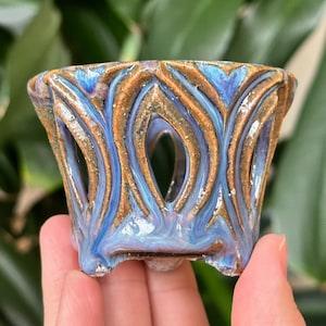 Small Purple Blue Mini Micro Orchid Planter Pot with Holes