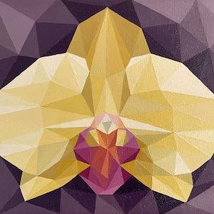 Orchid II, original painting, 8x10" abstract oil painting, geometric abstraction