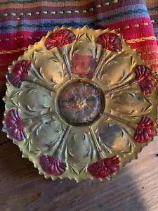 Vintage Goofus  Glass Carnation Plate 1900's
