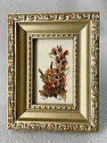 Vintage Small Framed Art Dried Pressed Flowers 3.5"x4.5" Frame Gold Tone Ornate