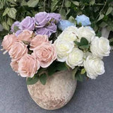 Artificial Flowers 9 Heads Silk Peony Bouquet Fake Rose Wedding Home Party Decor