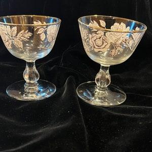 Champagne Glass Sherbet Rose Bouquet Champagne by Libby Glass sold as a set