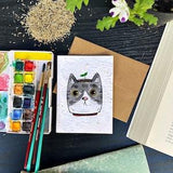 Cat Planter Arnold - Plantable greeting cards, Flower seed paper, eco-friendly, cat lovers, hand-made