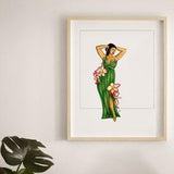 Orchid Dress Print | Floral Art Print | Floral Fashion Illustration Print | Artwork for Walls | Botanical Art | 5x7 8x10 11x14