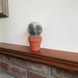 Peter 1 - Round Fluffy Crochet Cactus - Crochet Cactus, Fake Cactus, Fluffy Plant, Dark Green Cactus - Ready to Ship