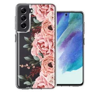 For Samsung Galaxy S21 FE  Blush Pink Peach Spring Flowers Peony Rose Case