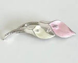 Vintage Premier Designs Pink & White Enamel Calla Lily Flower Brooch Pin