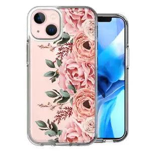 For Apple iPhone 14 Plus Blush Pink Peach Spring Flowers Peony Rose Case