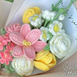 Crochet flower bouquet patterns, myosotis crochet pattern, rose crochet pattern, tulip crochet pattern, lily crochet pattern