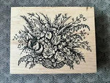 PSX K-787 Botanical Flower Floral Basket Roses Lily Valley USA 1993 rubber stamp