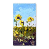 Sunflower painting Small painting Original oil painting Miniature painting Blue Yellow painting