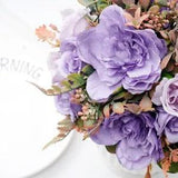 Beautiful Autumn Orange Artificial Peony Flowers Silk Rose Fake Plants...