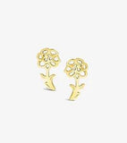 14K Yellow Gold Plated Silver January Birth Flower Carnation Stud Earrings Gift