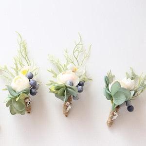 Corsage and Boutonniere Set, Wrist Corsage, Angel Ranunculus Peony // Wedding / Prom / Bridesmaids / Groomsmen
