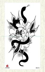 Halloween black totem flower peony large 8.25" temporary best wrist tattoo