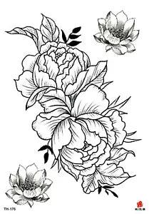 peony lotus flower 8.25" large arm temporary tattoo lower back tattoo