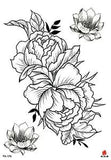 peony lotus flower 8.25" large arm temporary tattoo lower back tattoo