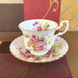 Royal Albert Floral Bouquet in Basket Teacup And Saucer, Roses Grapes, Bone  China England, Montrose Style Tea Cup and Saucer