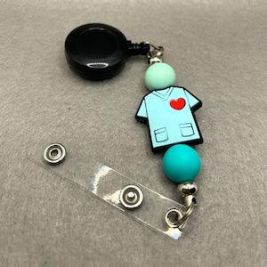 Retractable Badge Reel, Nurse, Heathcare, Scrub Life, Silicone Beads, Beaded Badge Reel, Nurse Badge Reel Heathcare Badge Reel, nurse gifts