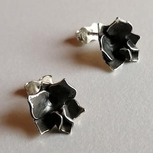 Miniature Orchid silver earrings, sterling, botanical jewelry, orchid jewels, small flower jewelry, dainty jewel, black orchid,