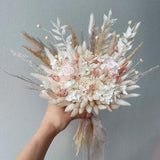 Wedding boho dried flowers bouquet, bridesmaid bouquet, boho bridal floral set, natural dried flower arrangement, bohemian accessories set