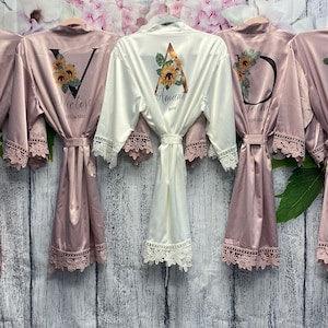 SALE! Bridesmaid Robes, Sunflower Robes, Personalized Bridal Robe, Succulent Robe, Bridesmaid Gifts, Personalized Robes