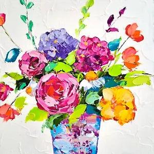 Peony Painting Hydrangea Original Art Poppies Oil Painting Flower Still Life Art