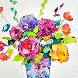 Peony Painting Hydrangea Original Art Poppies Oil Painting Flower Still Life Art