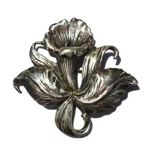 Vintage Sterling Silver Calla Lily Brooch Large Realistic Flower Pin Estate