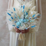 Blue Dried Flower Bouquet,Blue and Ivory Wedding Bouquet,Boho Wedding bouquet,Bridal bouquet,Dried flower,Artificial wedding bouquets