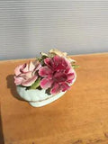 Floral posy basket Thorlez Staffordshire England carnation roses red rose flower