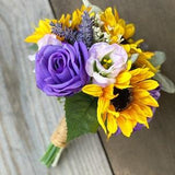 Sunflower Bouquet, Purple Sunflower Bouquet, Sunflower and Rose Bouquet, Bridesmaid Bouquet, Wedding Flowers
