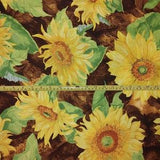 Large sunflower cotton print, 24" repeat