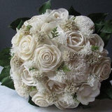 All Natural Ivory Wood Flower Wedding Bouquet