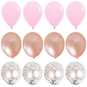 Bubble Gum Pink and Rose Gold Balloon Bouquet | Confetti Balloons | Wedding Balloons Birthday | Bridal Shower Balloons | Party Balloons