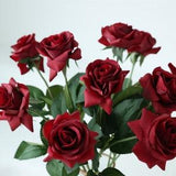 Real Touch Roses Realistic Dark Red Flowers, Silk Latex Roses, Burgundy Wedding Flowers for Home Decor Table Centerpieces YB-JH1