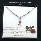To Girlfriend/Relationship - Carnation Rose Gold Charm Necklace - Message Card