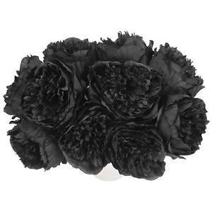 Artificial Flower Heads, Silk Peony Plants Hydrangea Black Faux Flowers 20Pcs