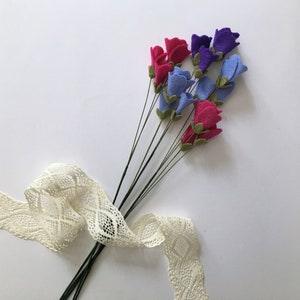 Felt Flower - Sweet Pea in the Colour of Your Choice, With/Without Stem