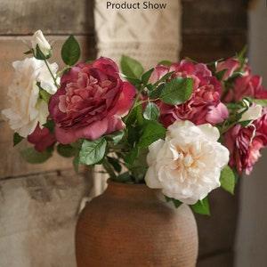 2 Heads Chinese Herbaceous Peony  Real Touch Faux Silk Artificial Peony  Flowers Fake Silk Peony  Home Decor Centerpiece Wedding Bouquets