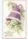 NEW LISTINGPre-Linen Fantasy BELL MADE OF VIOLET & LILY OF THE VALLEY FLOWERS AC4633
