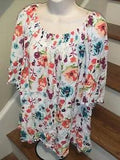 TERRA & SKY Retired Floral PANSY & PEONY Flower Ruffle Top Blouse Size 2X ??tb83