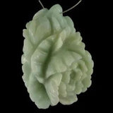 BE09901# Hand Carved Both Side Peony Flower  Amazonite Pendant Bead Gemstone