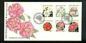Postal History New Zealand FDC #1110-1115 Camellia flower plants peony 1992