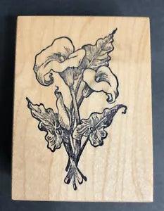 PSX Rubber Stamp Calla Lily Botanical Flowers Floral Wood Mounted F-1018