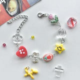Cute Design Beaded Bracelet??Seed Bead??Y2K Jewelry??Summer, Heart, Charm, Flower, Star, Iridescent, Floral, Gift Idea, Trendy, Colourful