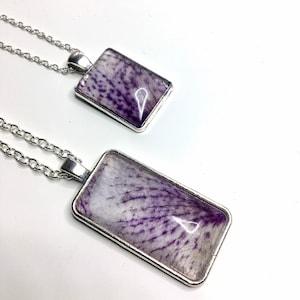 Natural dried orchid flowers petals charm rectangle pendant necklace, epoxy resin pendant, nature plants jewelry with  chain.